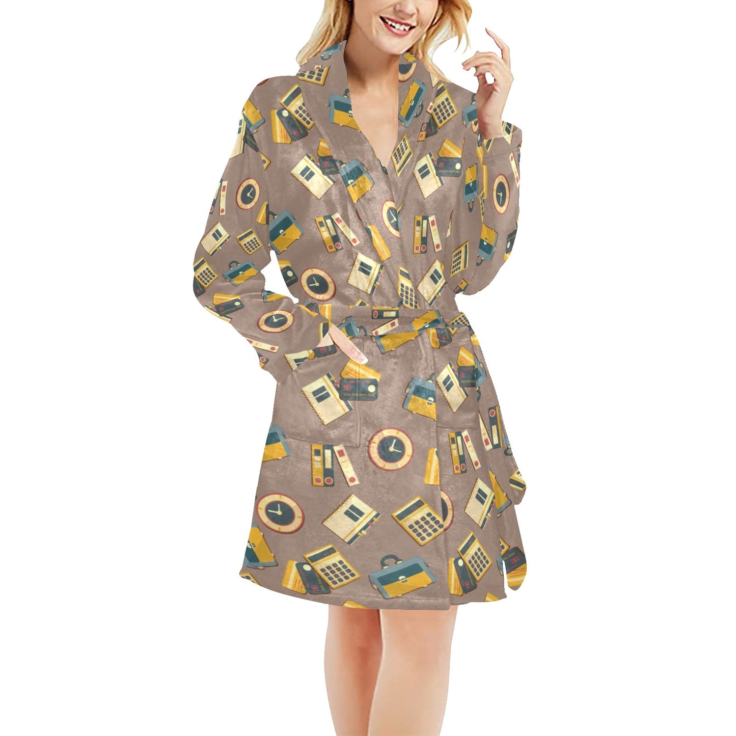 Accounting Financial Pattern Print Design 03 Women's Fleece Robe