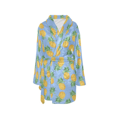 Pineapple Pattern Print Design A04 Women's Fleece Robe