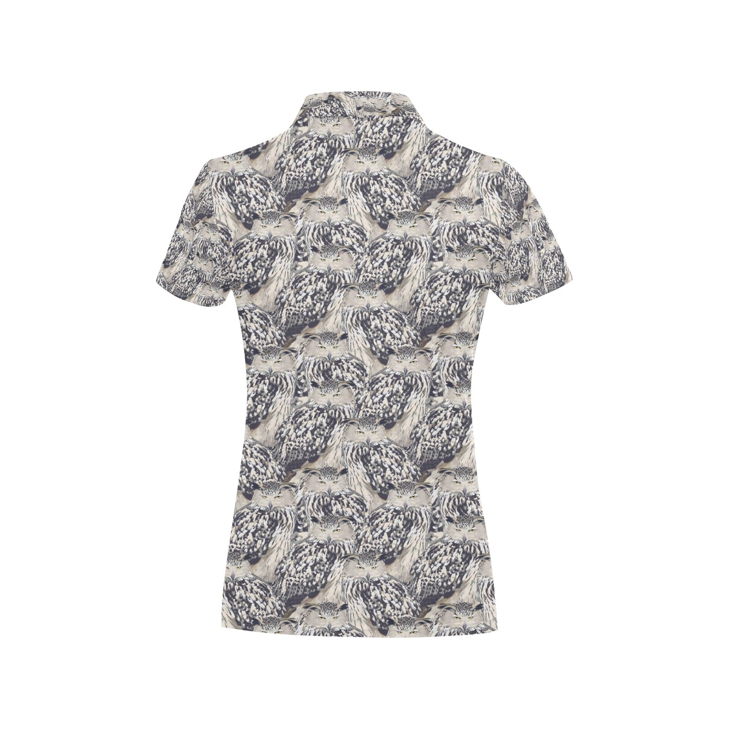 Owl Realistic Themed Design Print Women's Polo Shirt