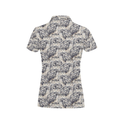 Owl Realistic Themed Design Print Women's Polo Shirt