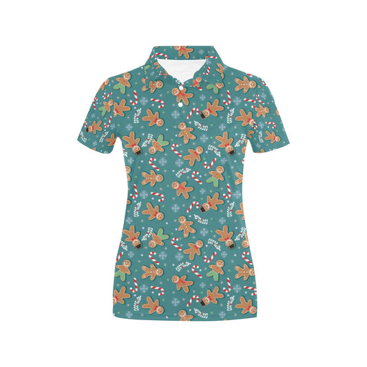 Gingerbread Pattern Print Design 05 Women's Polo Shirt