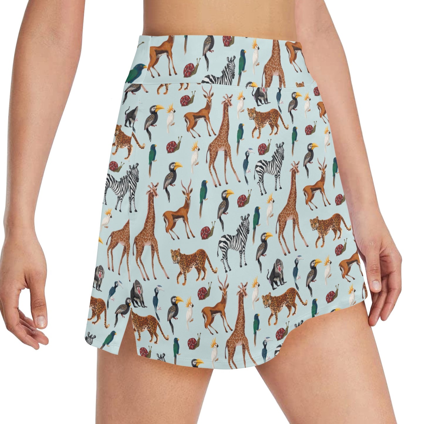 Safari Animal Print Design LKS306 Women's Golf Skirt with Pocket