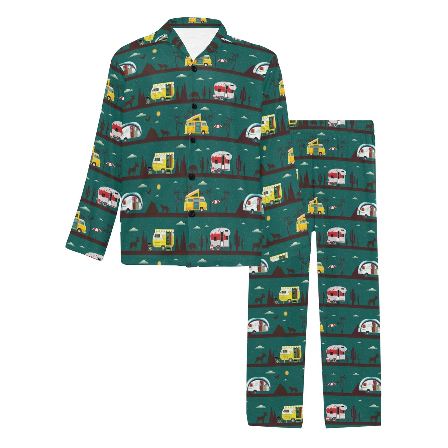 Camper Pattern Print Design 05 Men's Long Pajama Set