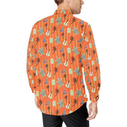Ukulele Print Design LKS402 Men's Long Sleeve Dress Shirt