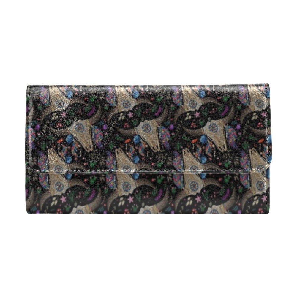 Buffalo Head Print Design LKS401 Women's Trifold Wallet