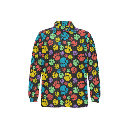 Paw Colorful Print Long Sleeve Polo Shirt For Men's
