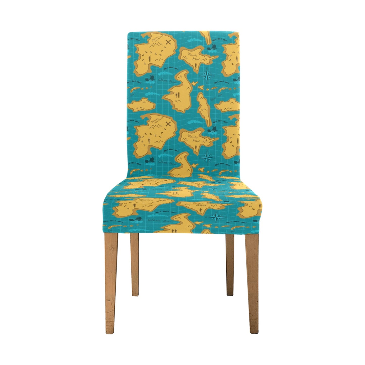 World Map Print Design LKS301 Dining Chair Slipcover