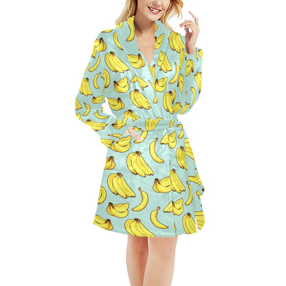 Banana Pattern Print Design BA04 Women's Fleece Robe