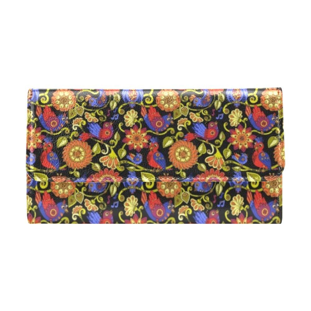 Steampunk Bird Design Themed Print Women's Trifold Wallet