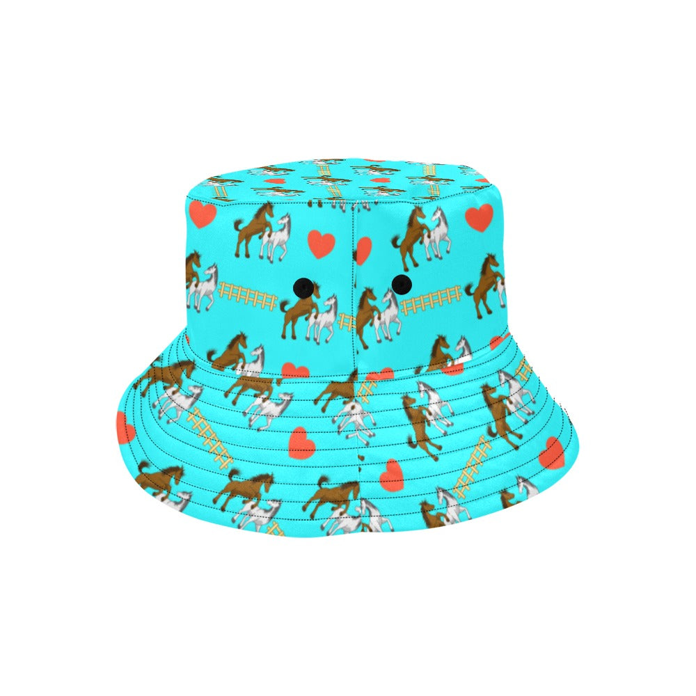 Horse Couple Love Print Design LKS309 Unisex Bucket Hat