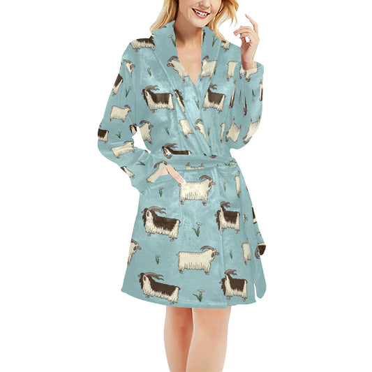 Goat Pattern Print Design 02 Women's Fleece Robe