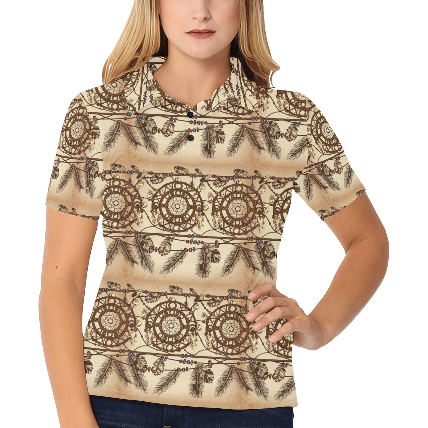 Dream catcher vintage native Women's Polo Shirt