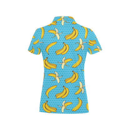 Banana Pattern Print Design BA08 Women's Polo Shirt