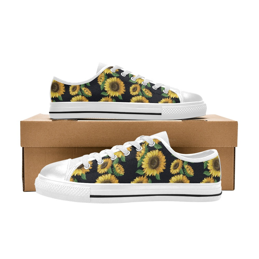 Sunflower Print Design LKS306 Women's White Low Top Shoes