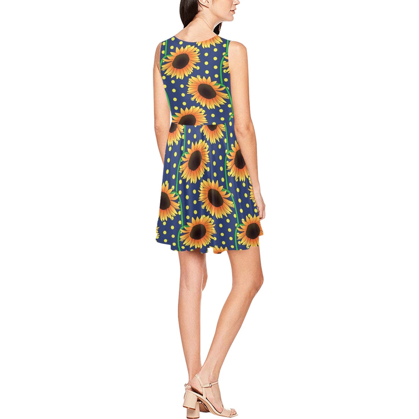 Sunflower Pattern Print Design SF03 Sleeveless Dress