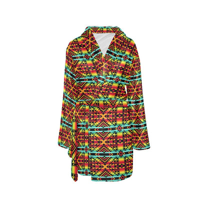 Kente Red Design African Print Women's Fleece Robe