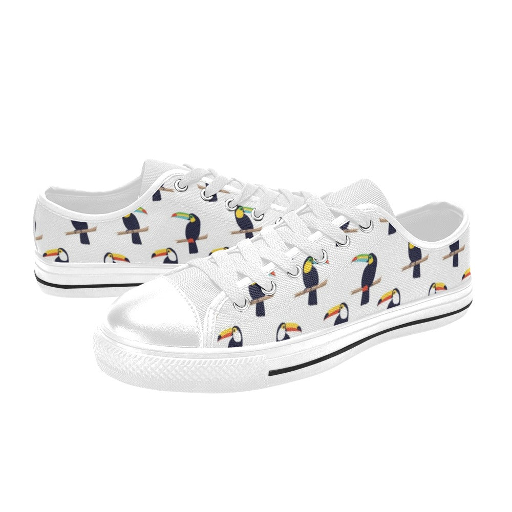 Toucan Print Design LKS305 Women's White Low Top Shoes