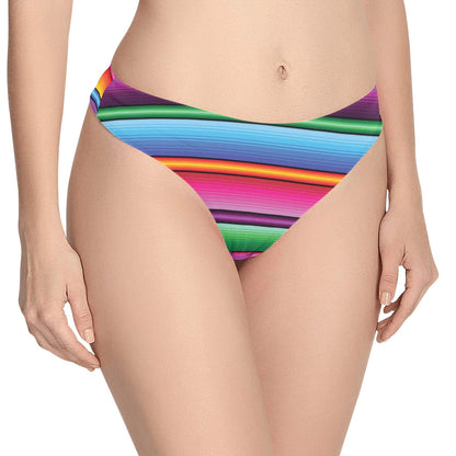 Mexican Blanket Colorful Print Pattern Women's Thongs