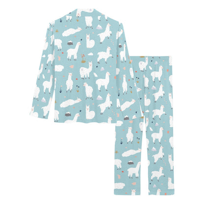 Alpaca Pattern Print Design 02 Women's Long Pajama Set