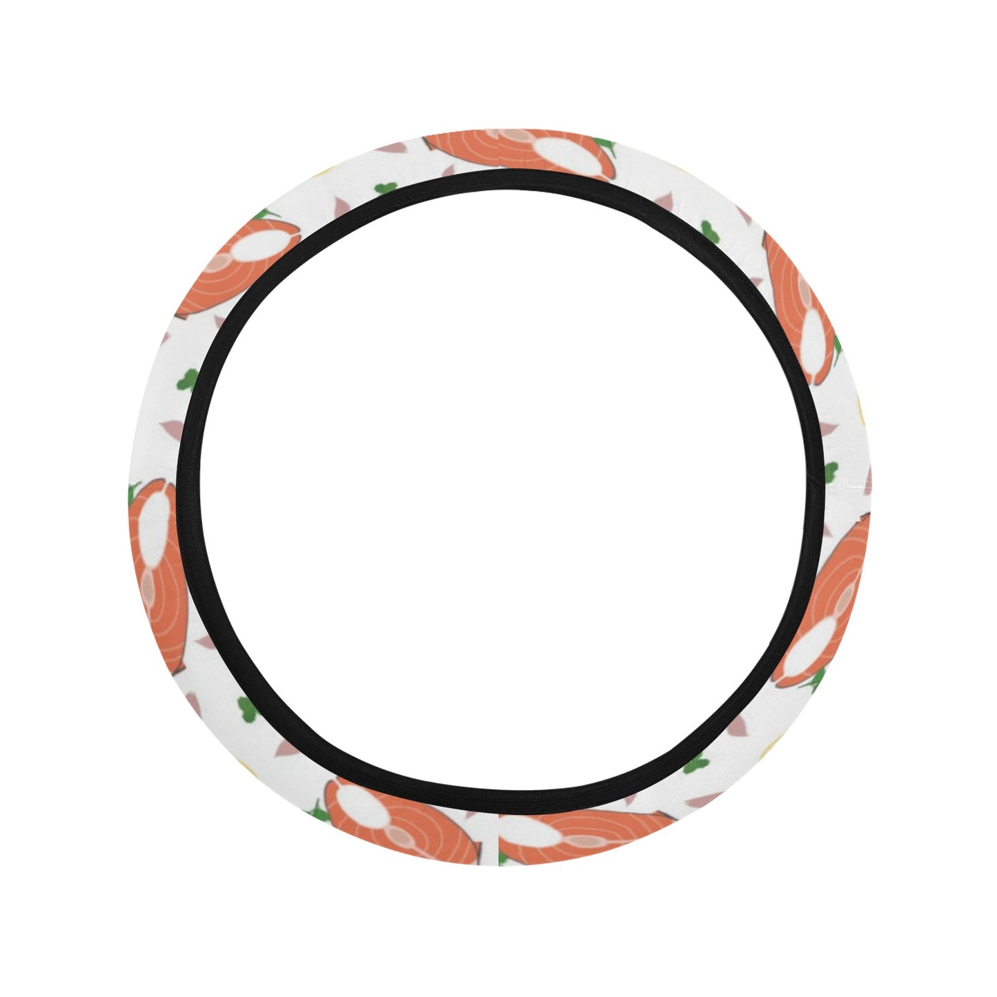 Salmon Steak Print Design LKS303 Steering Wheel Cover with Elastic Edge