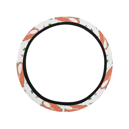 Salmon Steak Print Design LKS303 Steering Wheel Cover with Elastic Edge