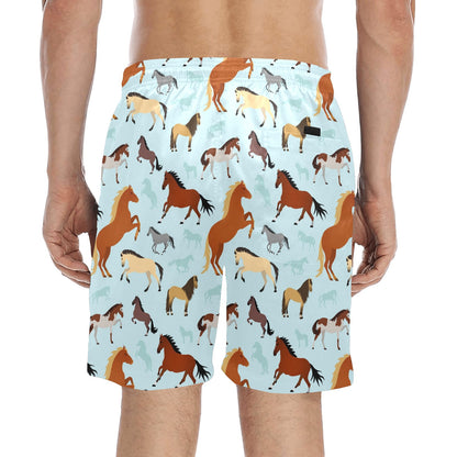 Horse Cute Themed Pattern Print Men's Swim Trunks Beach Shorts