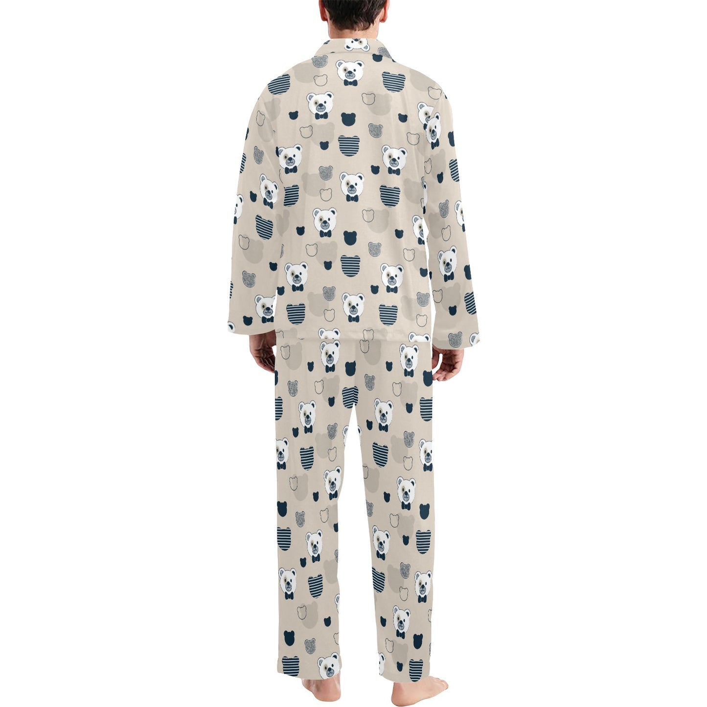 Bear Pattern Print Design 05 Men's Long Pajama Set