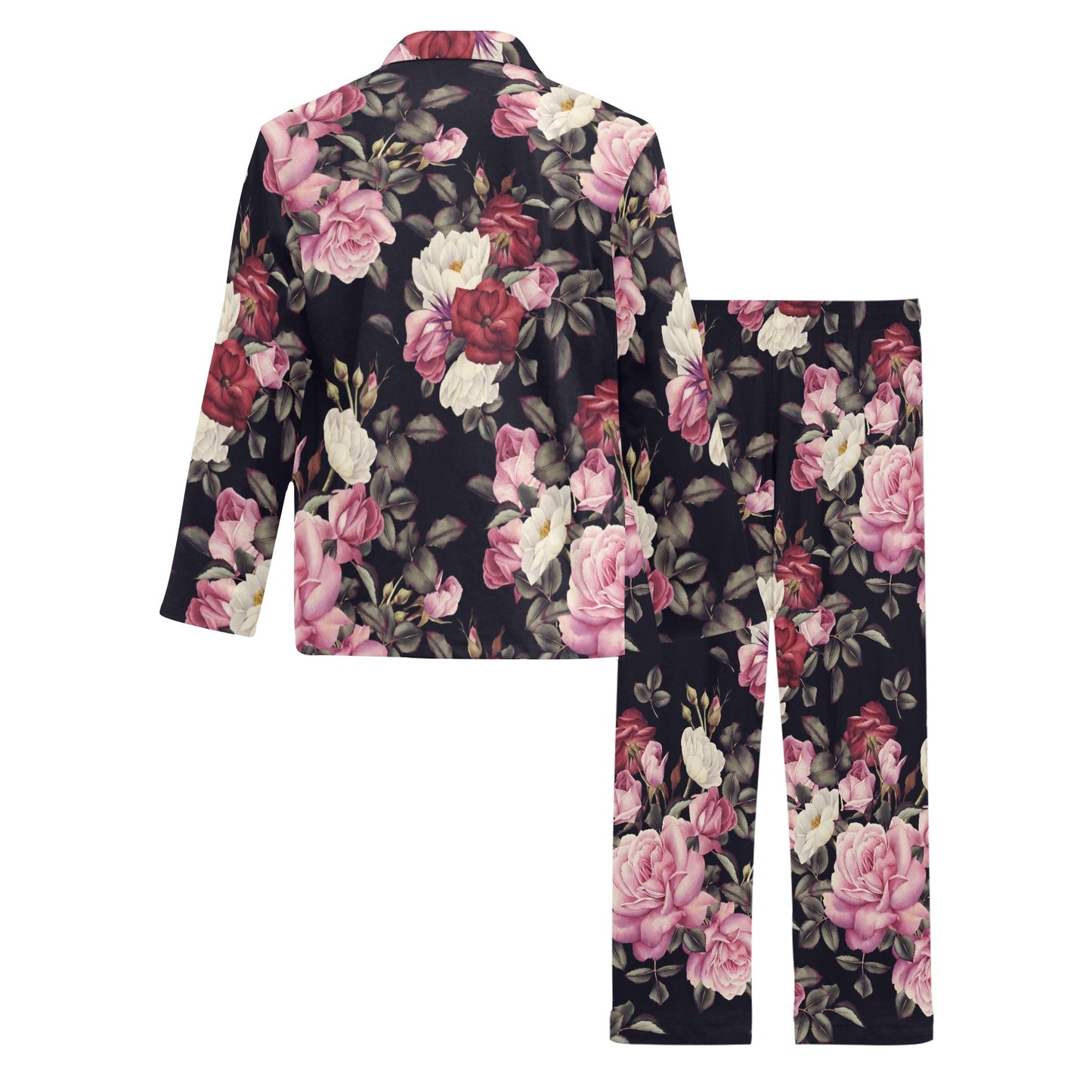 Rose Pattern Men's Long Pajama Set