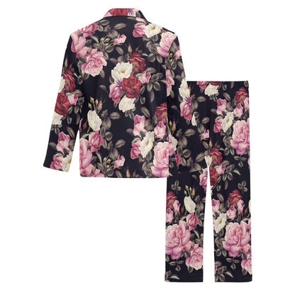 Rose Pattern Men's Long Pajama Set