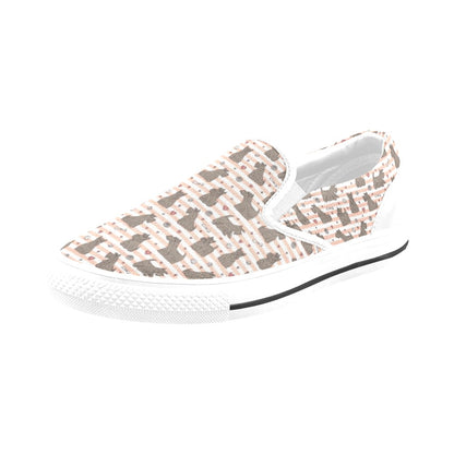 Scottish Terriers Print Design LKS3016 White Slip Ons Canvas Women's Shoes