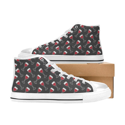 Wine Print Design LKS308 Men's High Top Canvas Shoes