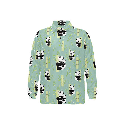 Panda Pattern Print Design A03 Long Sleeve Polo Shirt For Men's