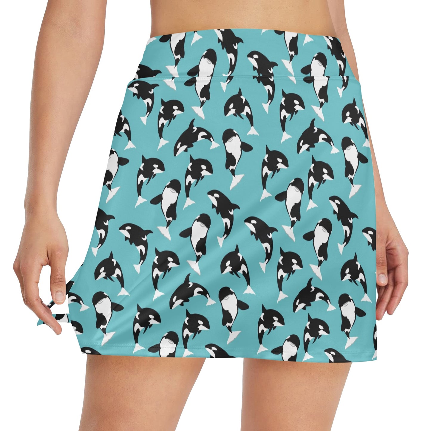 Whale Action Design Themed Print 17" Golf & Pickleball Skort with Pockets