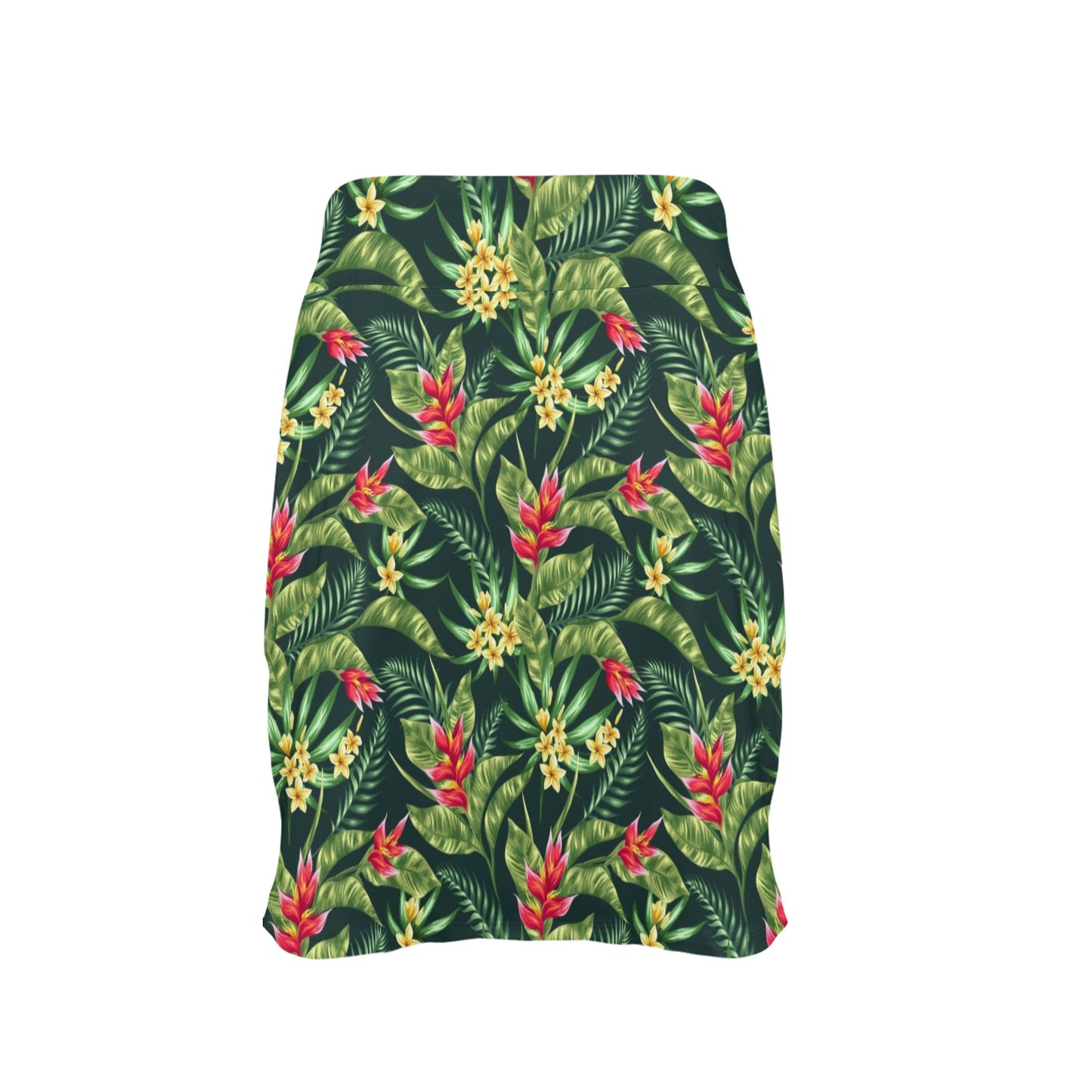 Tropical Folower Red Heliconia Print 17" Golf & Pickleball Skort with Pockets
