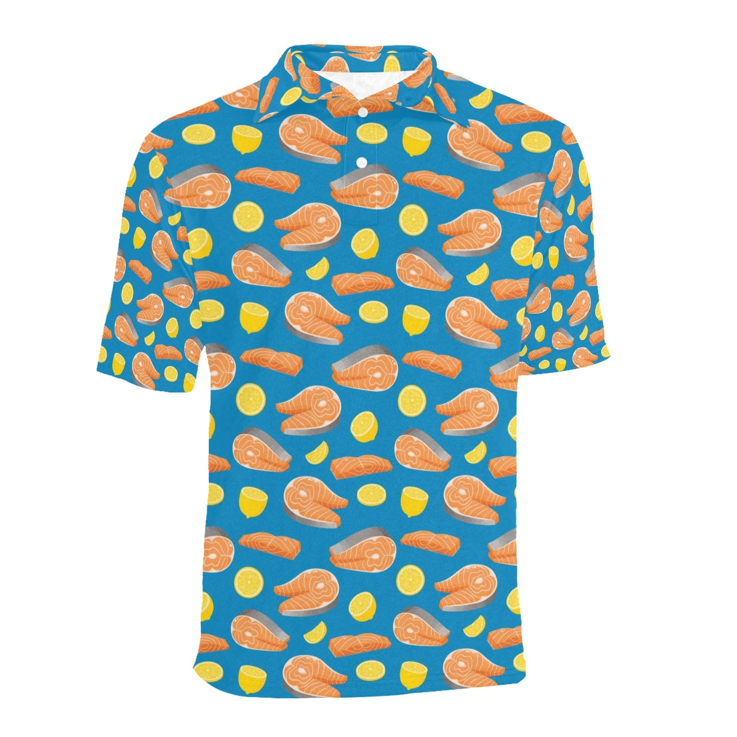 Salmon Steak With Lemon Print Design LKS308 Men Polo Shirt