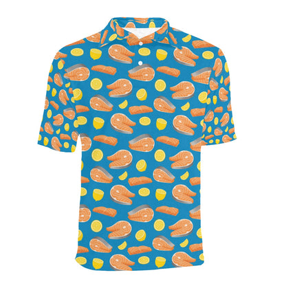 Salmon Steak With Lemon Print Design LKS308 Men Polo Shirt
