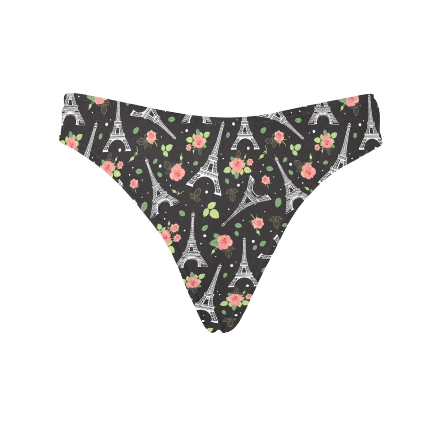 Eiffel Tower Rose Print Women's Thongs