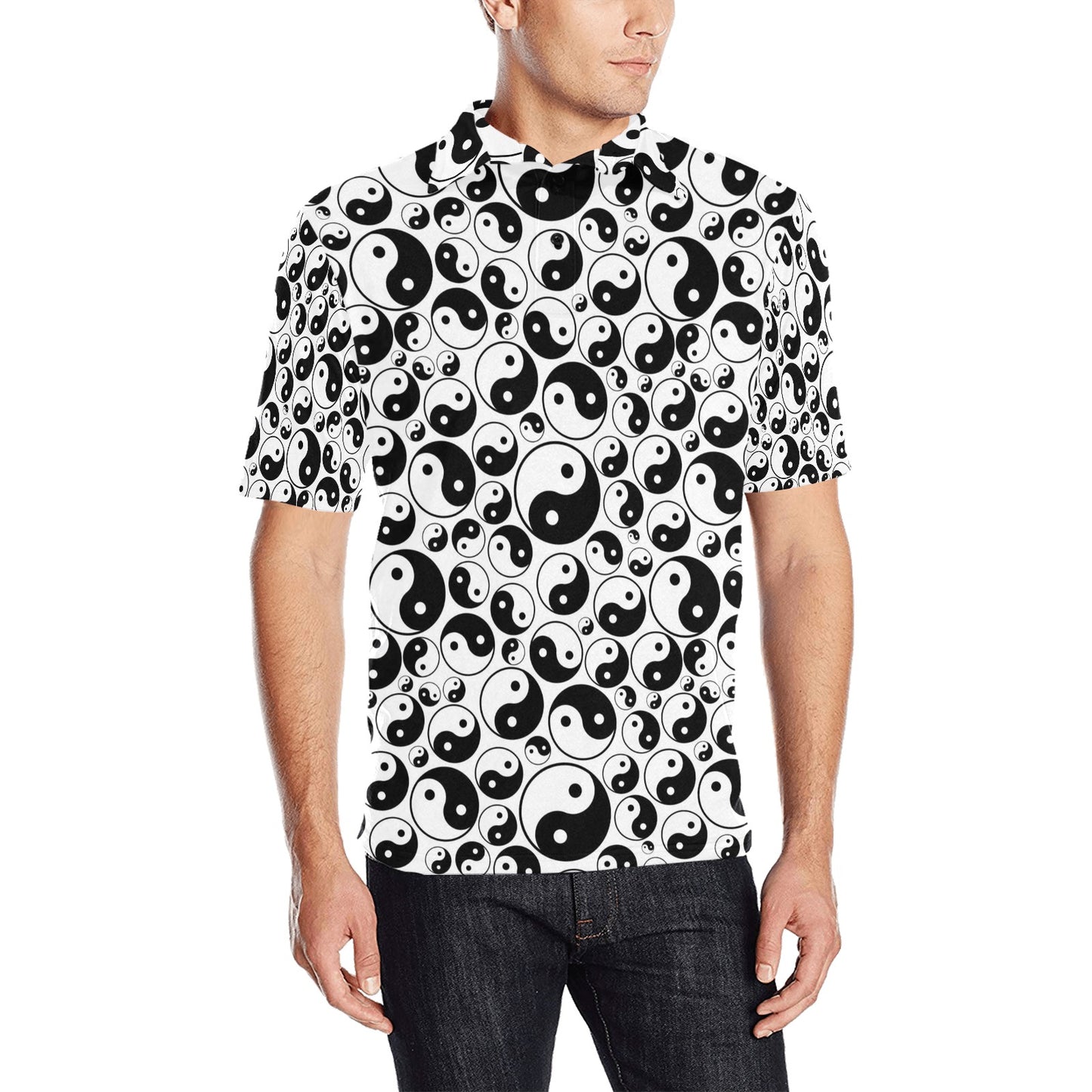 Yin Yang Print Design LKS302 Men Polo Shirt