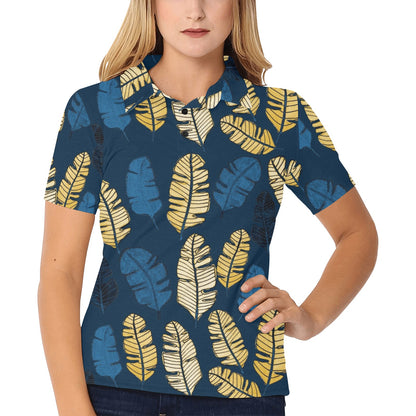 Banana Leaf Pattern Print Design BL09 Women's Polo Shirt