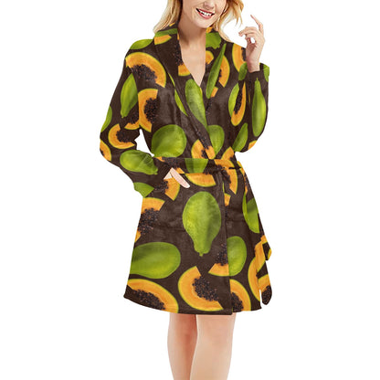Papaya Pattern Print Design PP04 Women's Fleece Robe