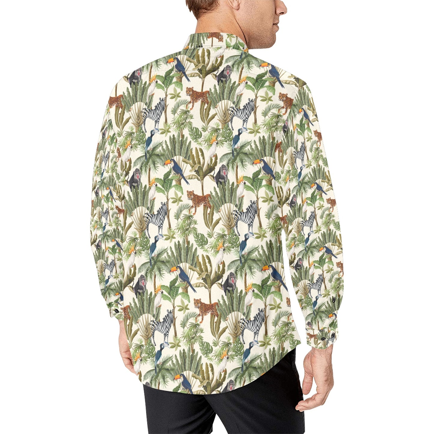 Safari Animal Print Design LKS304 Men's Long Sleeve Dress Shirt