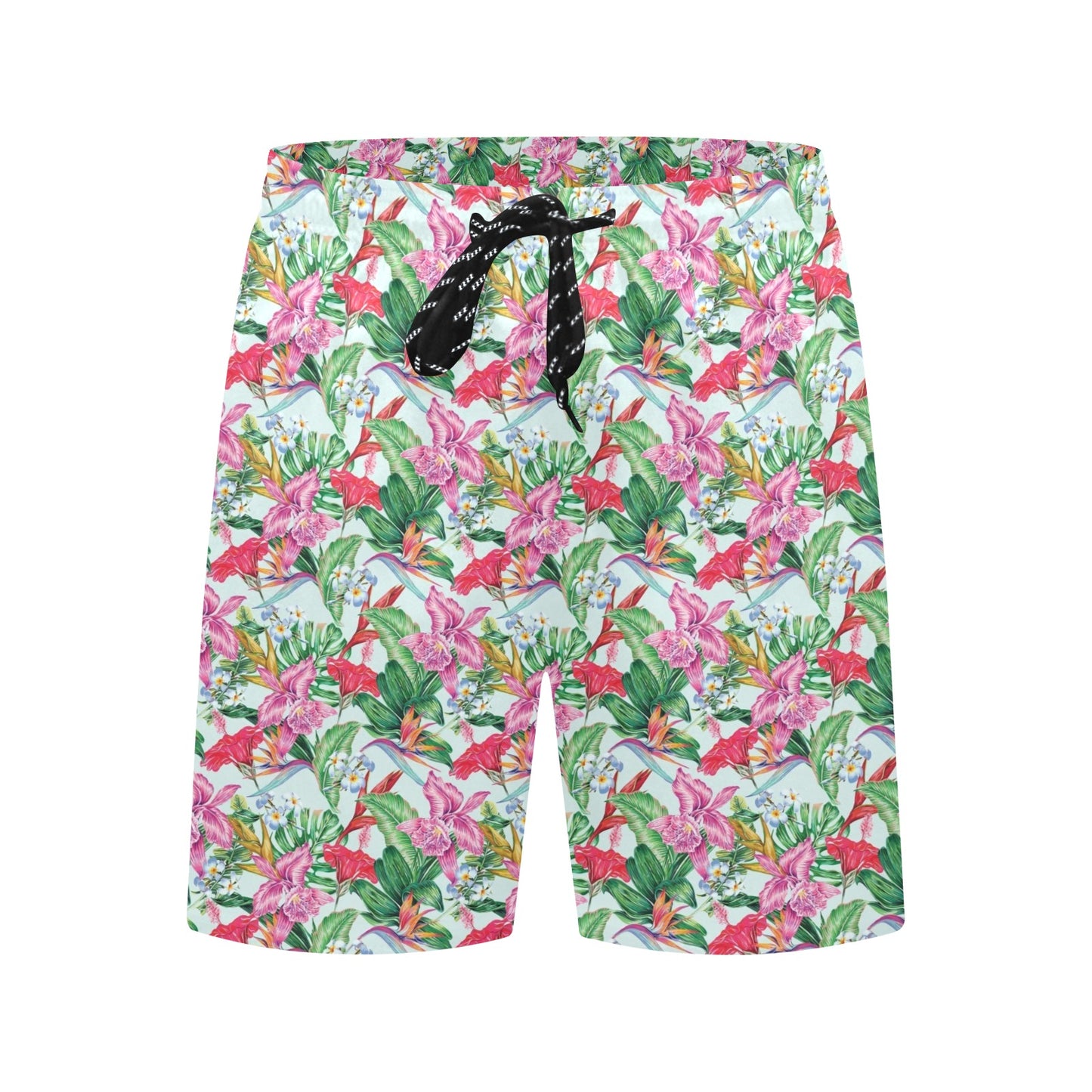 Tropical Flower Print Design LKS304 Men's Swim Trunks Beach Shorts