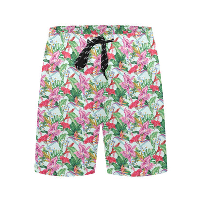 Tropical Flower Print Design LKS304 Men's Swim Trunks Beach Shorts