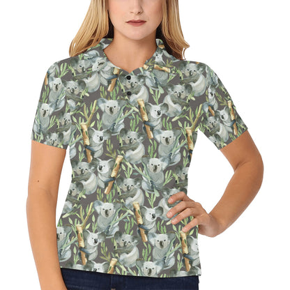 Koala Pattern Design Print Women's Polo Shirt