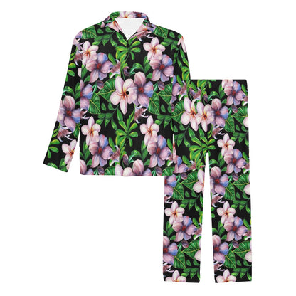 Plumeria Pattern Print Design PM01 Men's Long Pajama Set