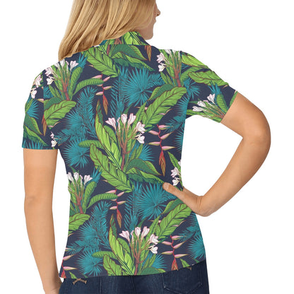 Rainforest Pattern Print Design RF01 Women's Polo Shirt