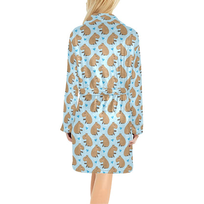 Capybara Pattern Print Design 01 Women's Fleece Robe