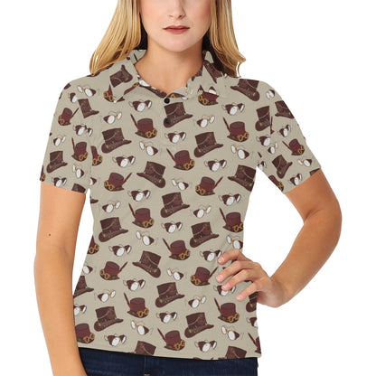 Steampunk Hat Print Design LKS301 Women's Polo Shirt