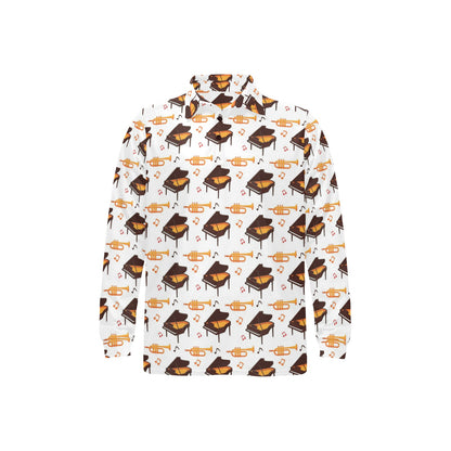 Piano Print Design LKS406 Long Sleeve Polo Shirt For Men's