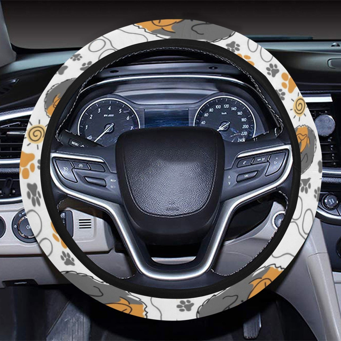 Tibetan Mastiffs Print Design LKS302 Steering Wheel Cover with Elastic Edge